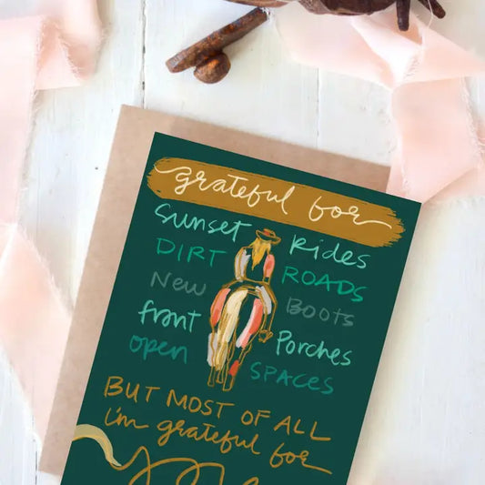 Western Cowgirl "Grateful, Thank You" Greeting Card