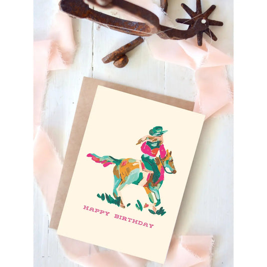 Painted Cowgirl "Happy Birthday" Card