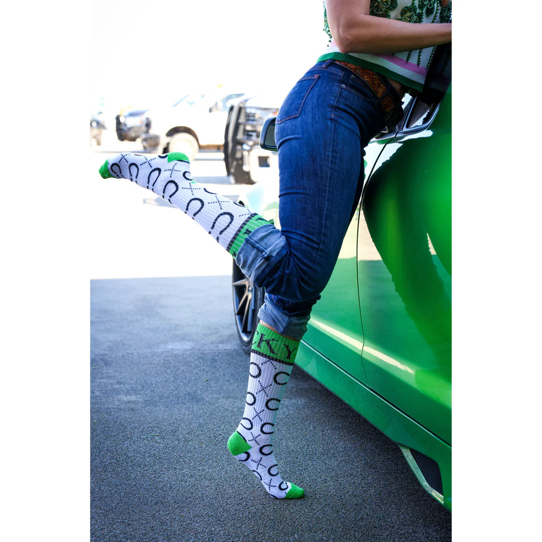 High Maintenance Cowgirl Kelly Green/White Performance Boot Socks