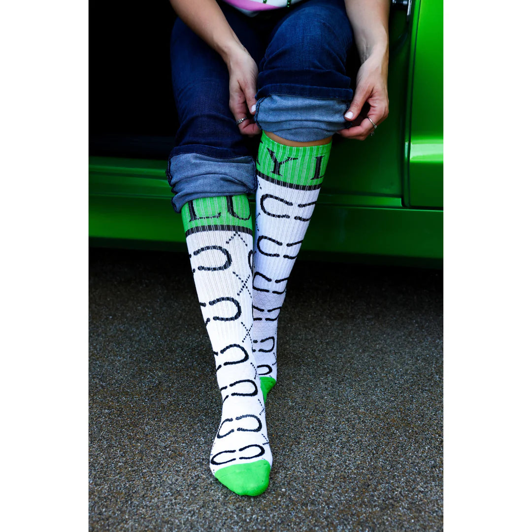 High Maintenance Cowgirl Kelly Green/White Performance Boot Socks