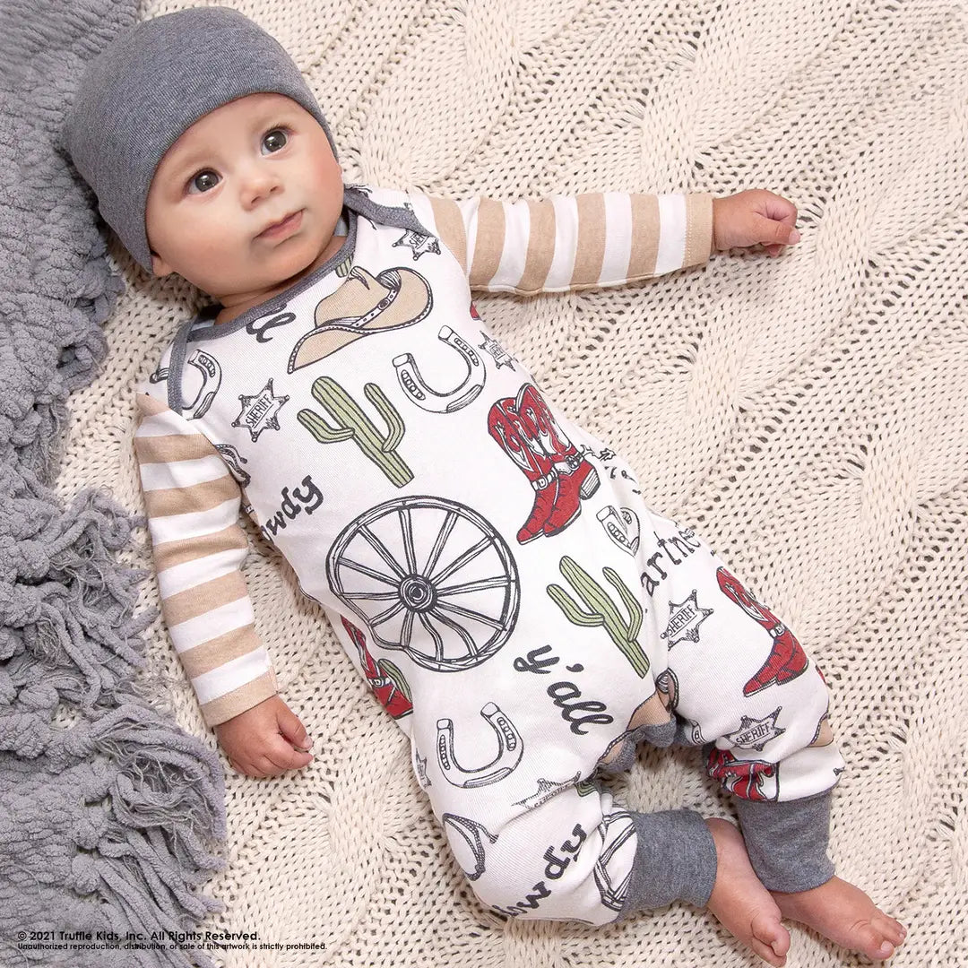 Western Cowboy Howdy Partner Cotton Romper