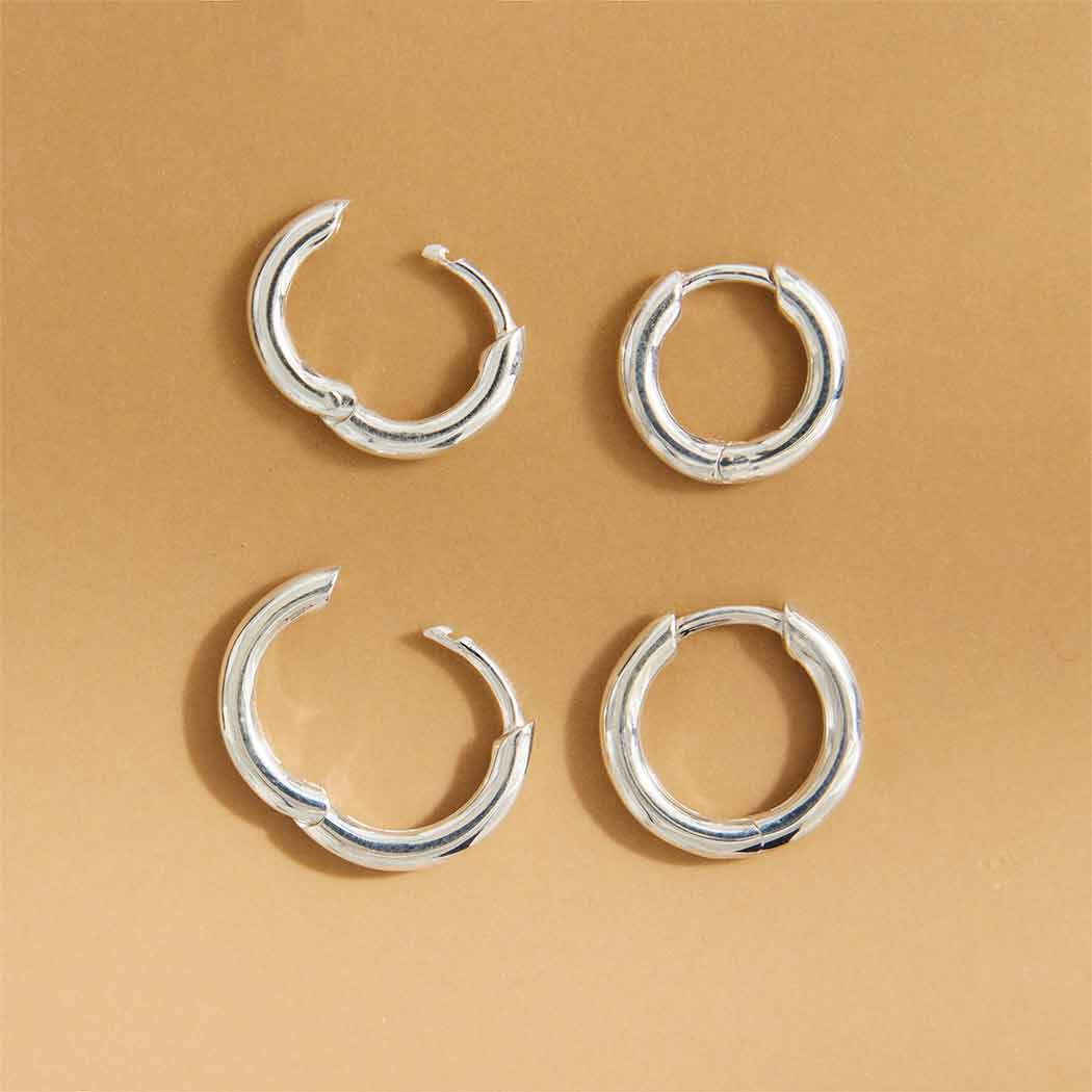 Sterling Silver Round Huggie Hoops