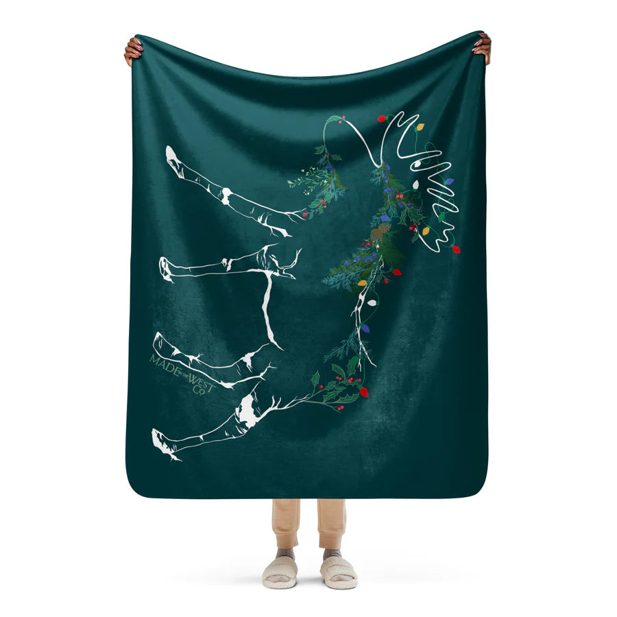 Christmas Moose Sherpa Blanket