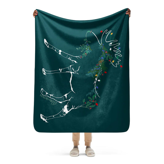 Christmas Moose Sherpa Blanket