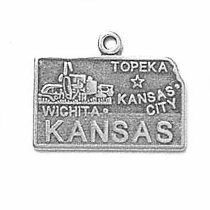 Sterling Silver Kansas State Pendant Necklace - 18"