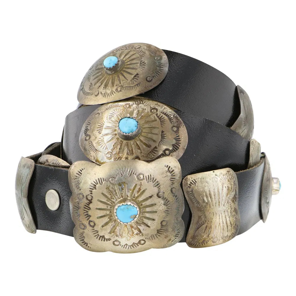 Vintage Navajo Kingman Turquoise Concho Belt