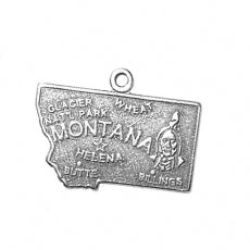 Sterling Silver Montana State Pendant Necklace - 18"