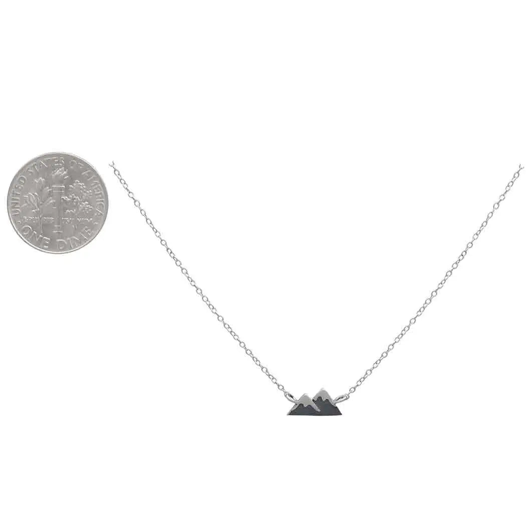 Sterling Silver Mini Snow Cap Mountain Necklace - 18"