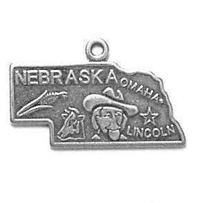 Sterling Silver Nebraska State Pendant Necklace - 18"