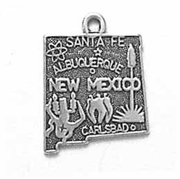 Sterling Silver New Mexico State Pendant Necklace - 18"