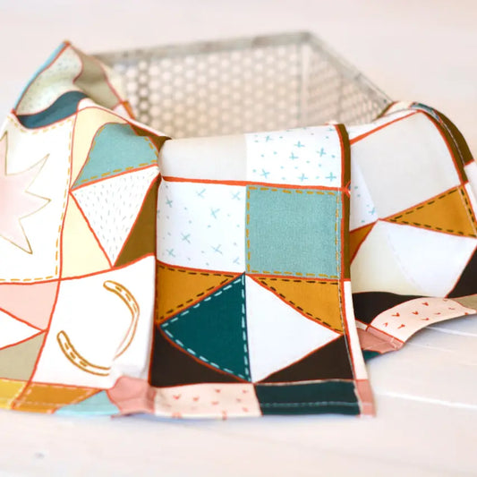 Vintage Ranch Patchwork Quilt Western Kitchen Tea Towel