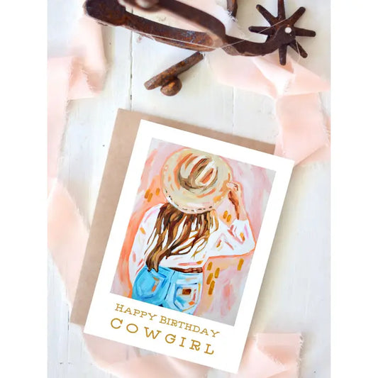 Pink Cowgirl Western "Birthday" Greeting Card