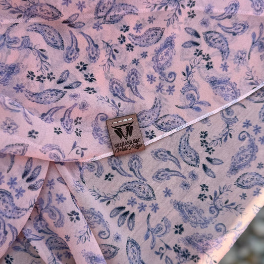 Pink Paisley Chiffon Wild Rag - 36"