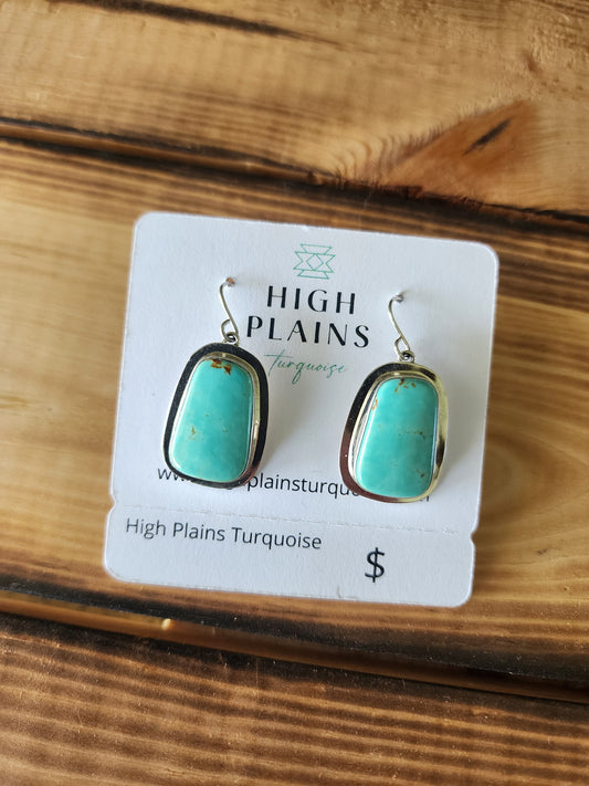 Turquoise Rectangle French Hook Earrings