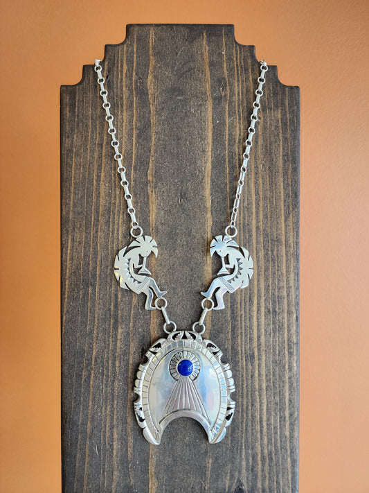 Navajo Johnathan Nez Sterling Silver Lapis Necklace
