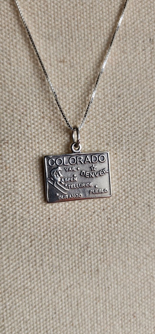 Sterling Silver Colorado State Pendant Necklace - 18"