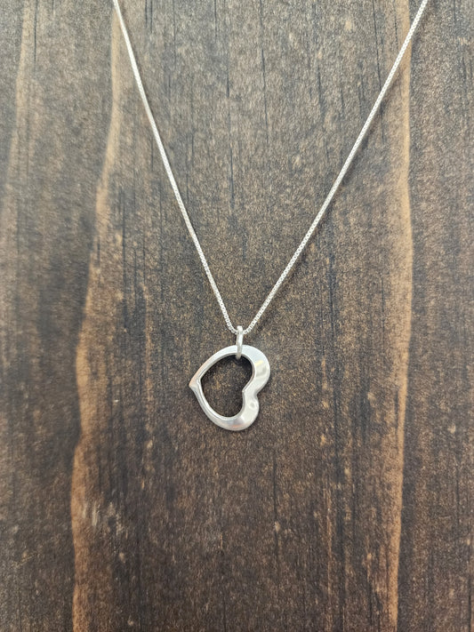 Sterling Silver Open Heart Pendant Necklace