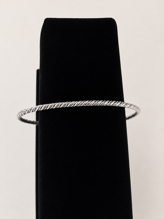 Tahe Sterling Silver Micro Double Twist Stacker Cuff