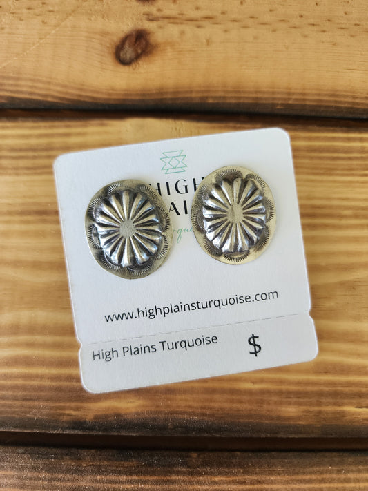 Sterling Silver Concho Earrings