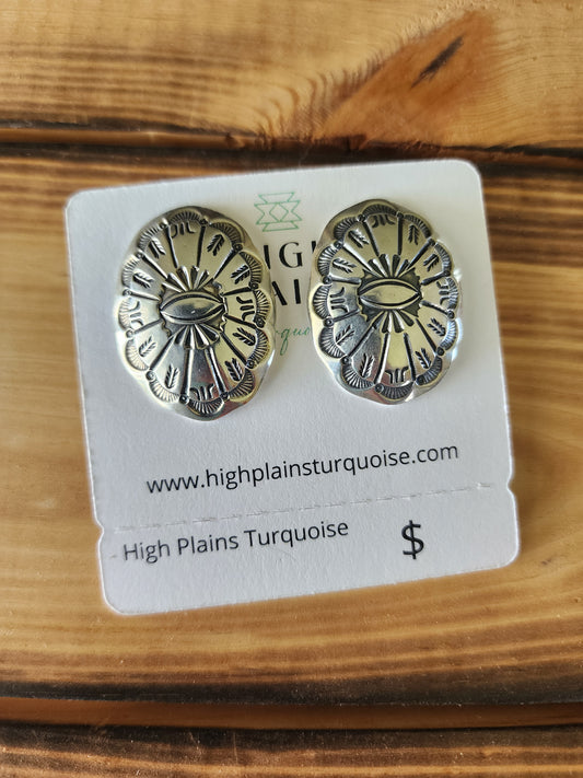 Jeanette Dale Sterling Silver Concho Earrings