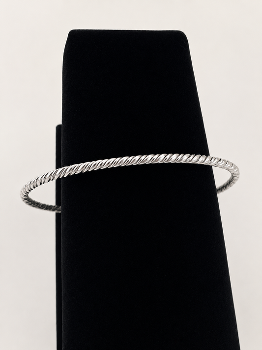 Tahe Sterling Silver Micro Double Twist Stacker Cuff