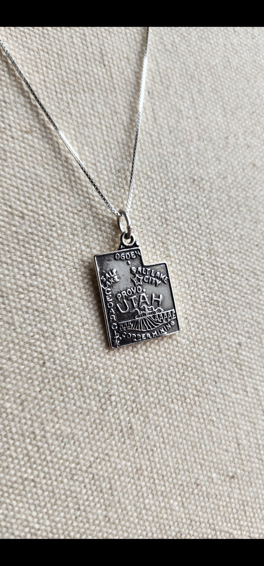 Sterling Silver Utah Pendant Necklace - 18"