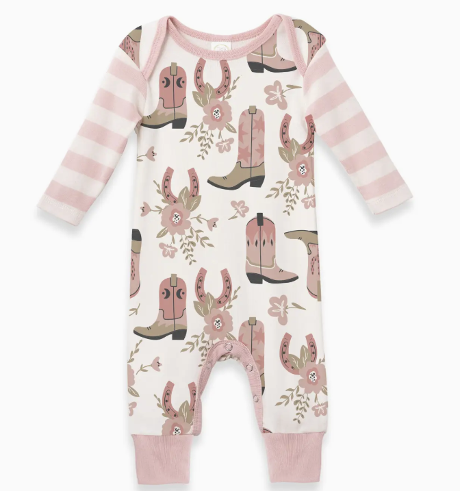 Western Cowgirl Boots Baby Cotton Romper