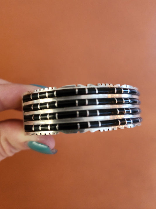 Sheldon Lalio Jet Inlay cuff bracelet top view