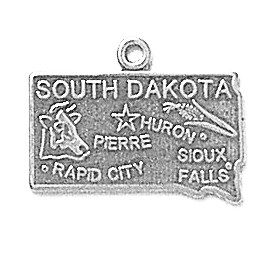 Sterling Silver South Dakota State Pendant Necklace - 18"