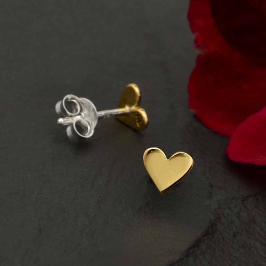 Bronze Tiny Heart Stud Earrings