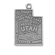 Sterling Silver Utah Pendant Necklace - 18"