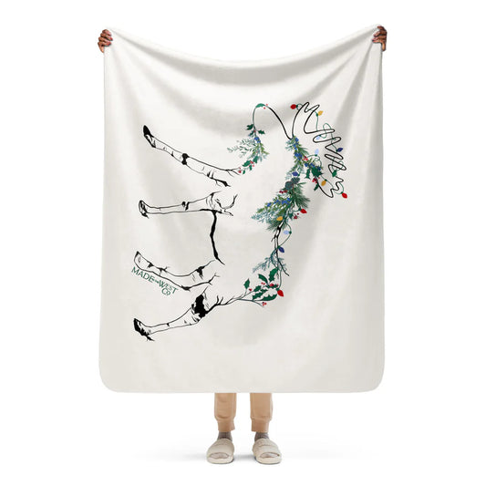 Christmas Moose Sherpa Blanket