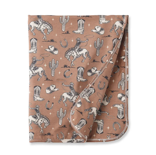 Wild Wrangler/Brown Western Baby Boy Bamboo Stroller Blanket