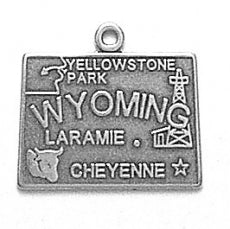 Sterling Silver Wyoming State Pendant Necklace - 18"