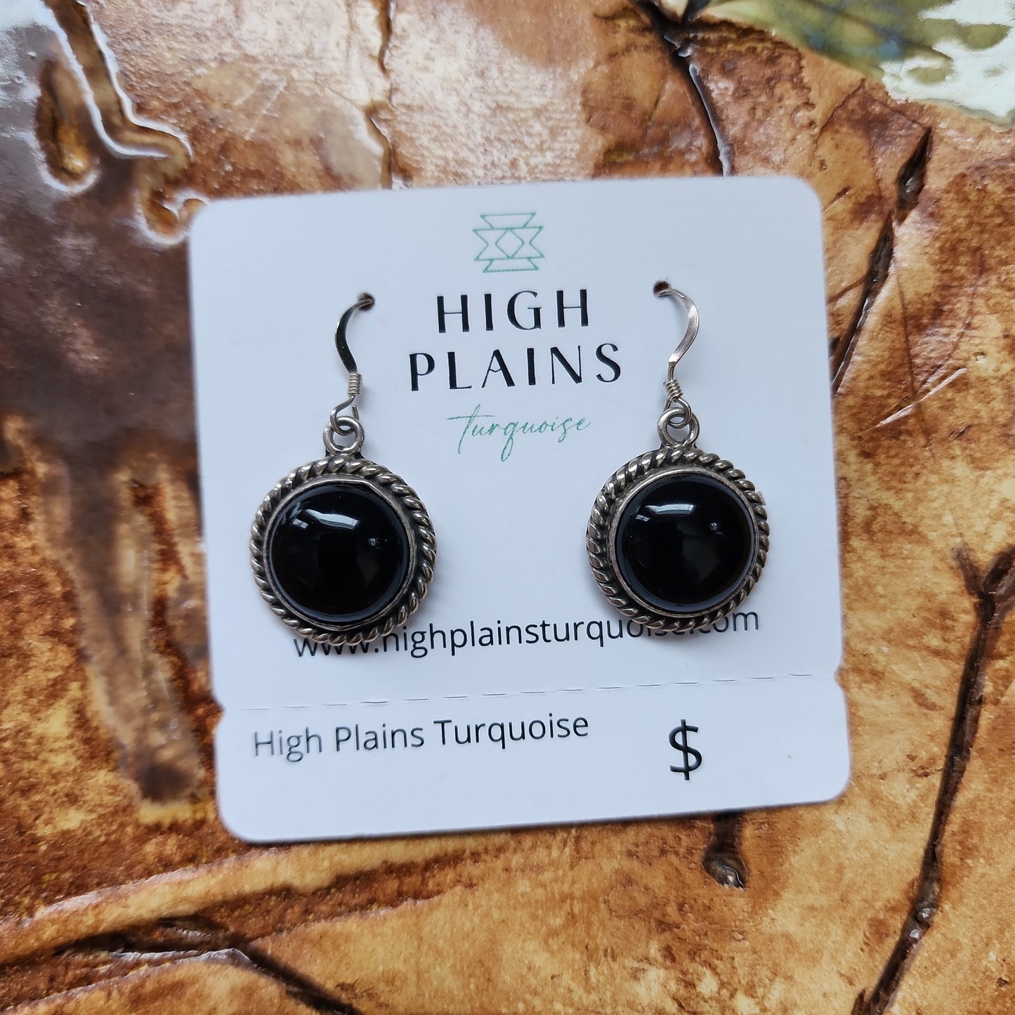 Black Onyx Round French Hook Earrings