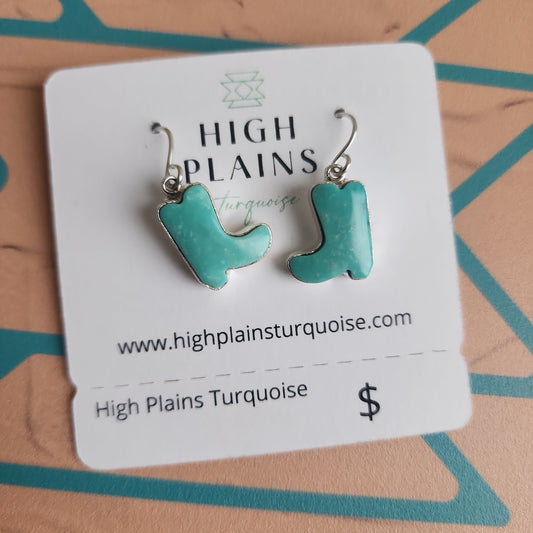 Turquoise French Hook Boot Earrings