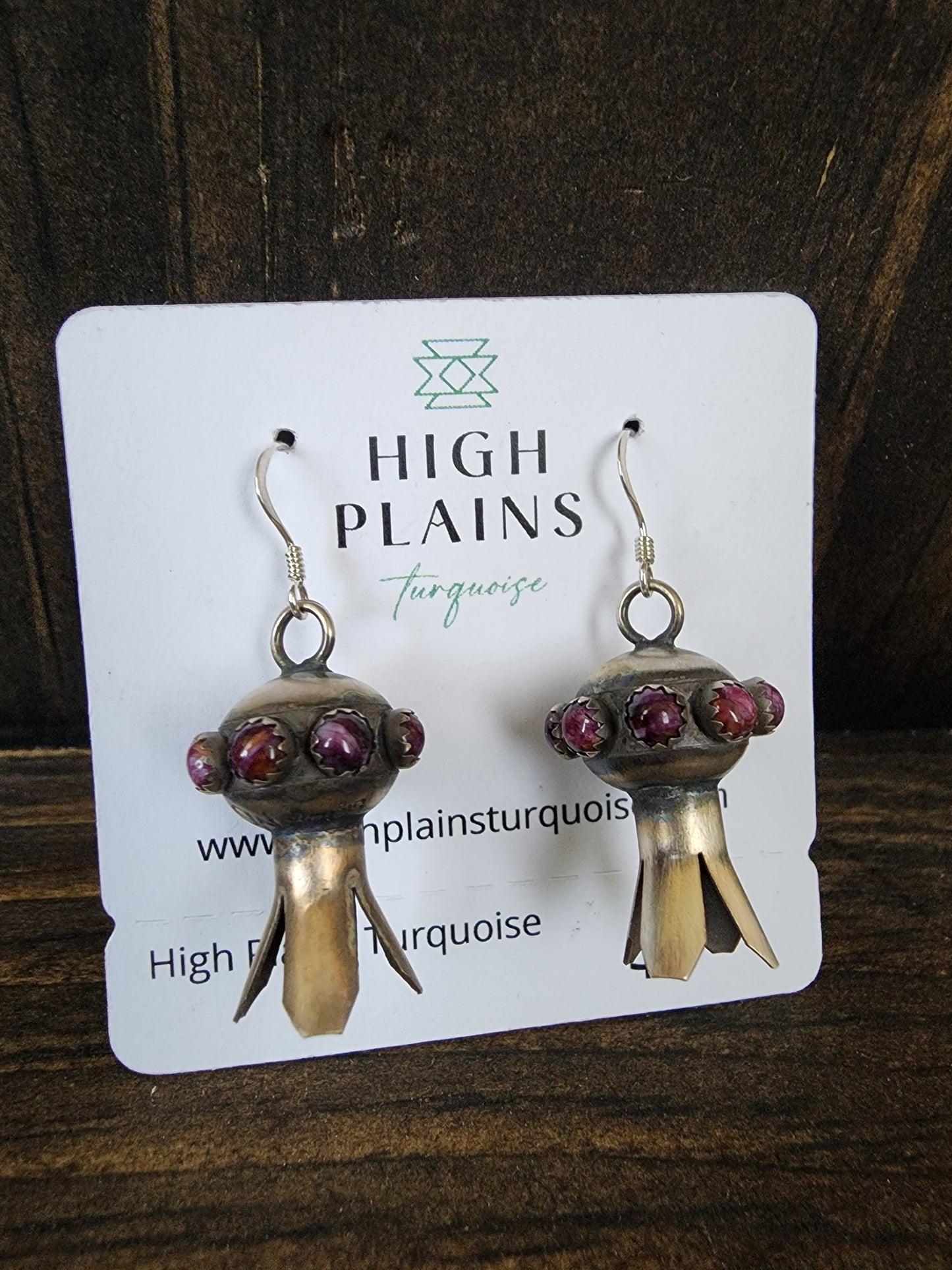 Purple Spiny Squash Blossom Earrings