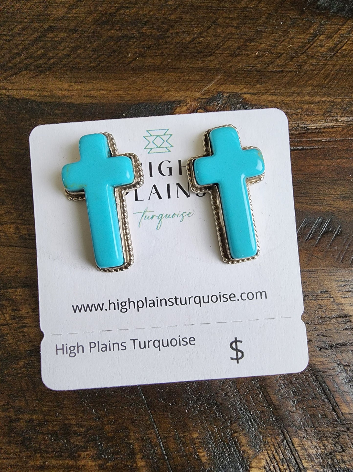 Turquoise Cross Post Back Earrings