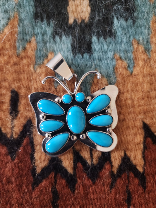 Sleeping Beauty Turquoise Butterfly Pendant