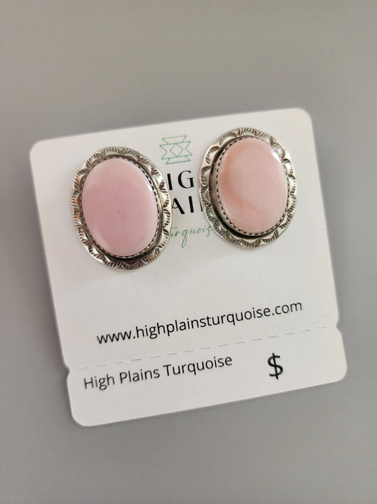 Pink Conch Post Back Earrings