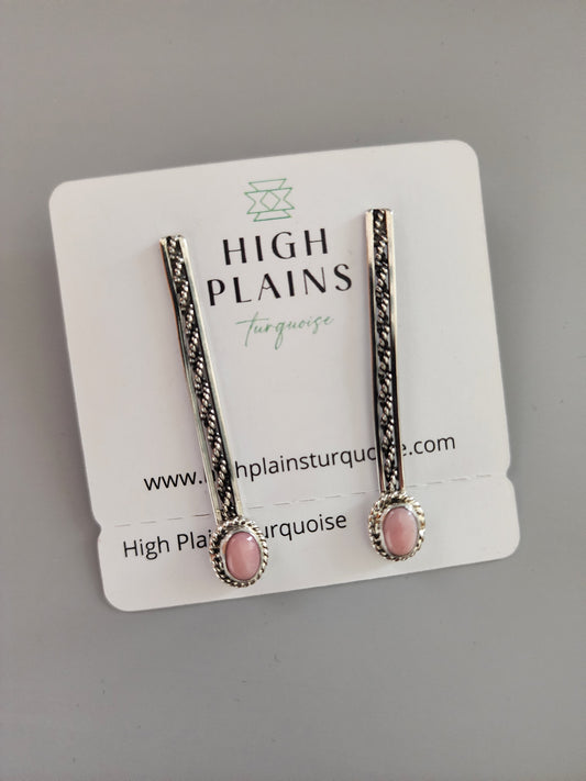 Pink Conch Sterling Silver Stick Earrings