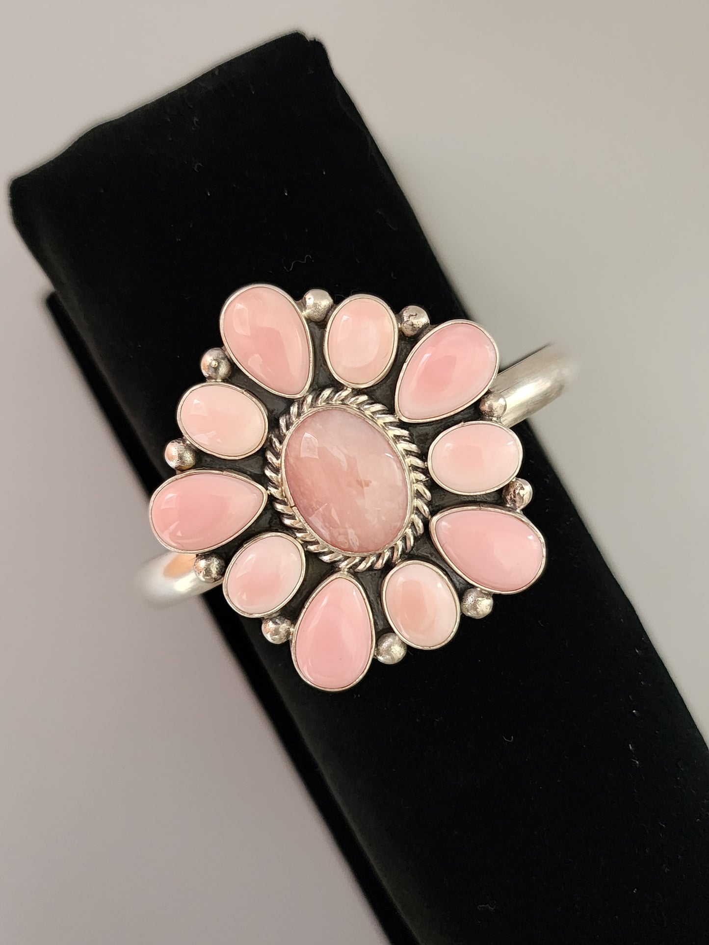 Pink Conch Cluster Cuff Bracelet