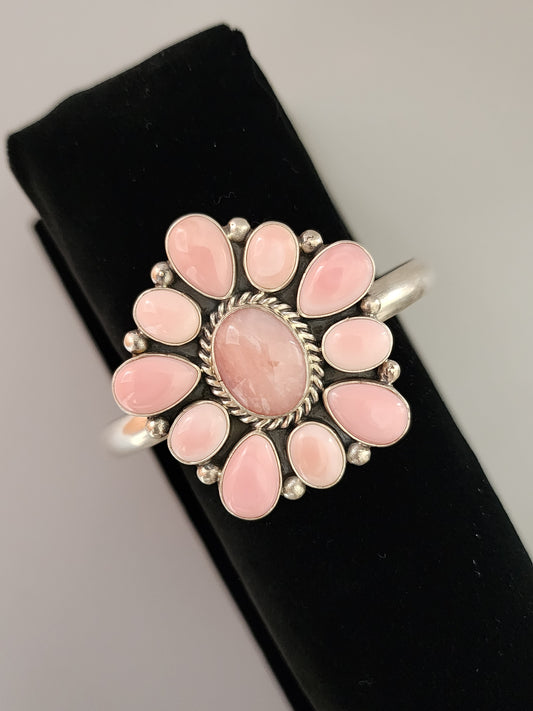 Pink Conch Cluster Cuff Bracelet