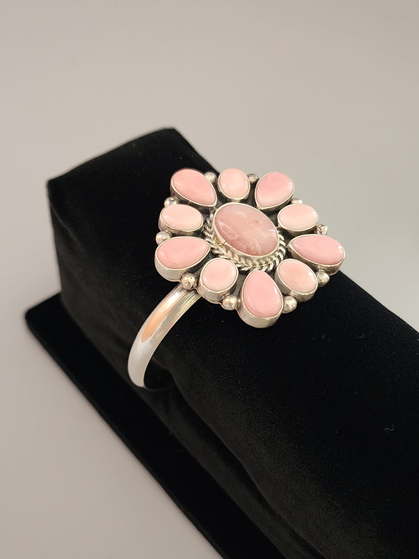 Pink Conch Cluster Cuff Bracelet