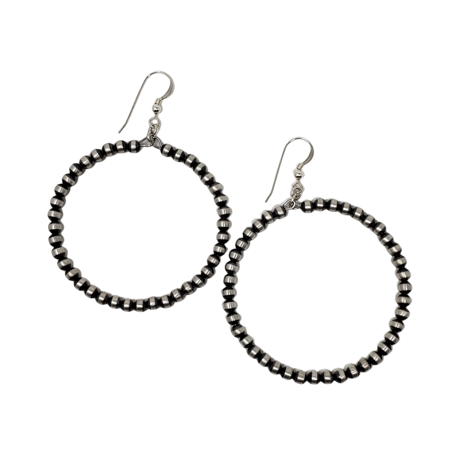 4mm Sterling Silver Round Beaded Hoop Earrings