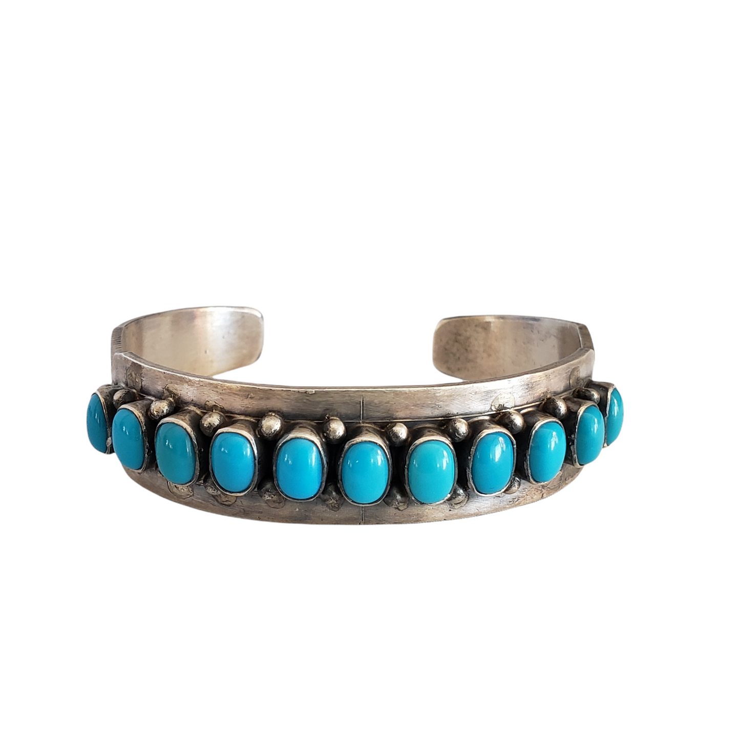 Sleeping Beauty Turquoise 11 Stone Cuff Bracelet