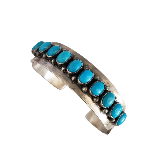 Sleeping Beauty Turquoise 11 Stone Cuff Bracelet